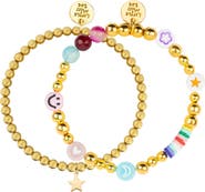 Little Miss Zoe Multi Texture and Delicate Gold Bracelet Set