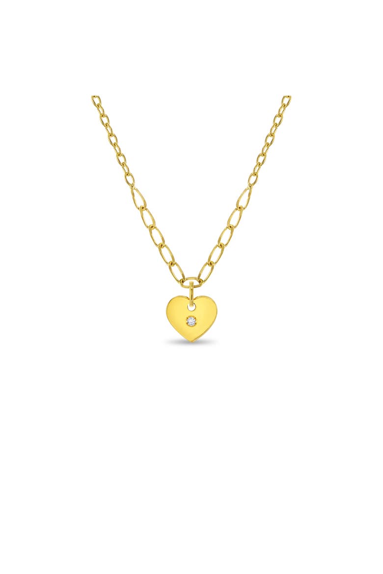 14k Heart Pendant CZ Womens Necklace, Main, color, Gold