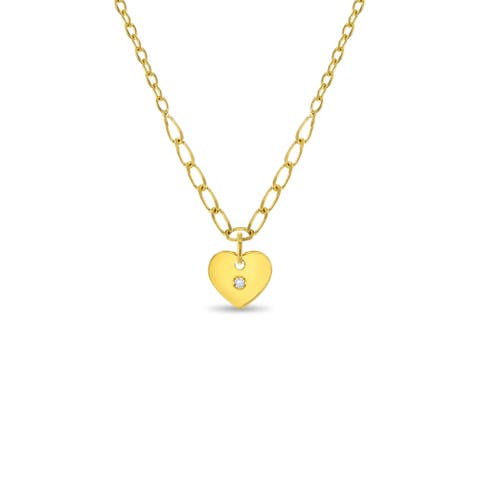 14k Heart Pendant CZ Girls Necklace