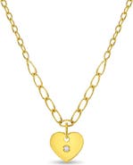 In Season Jewelry 14k Heart Pendant CZ Girls Necklace