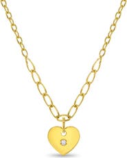 In Season Jewelry 14k Heart Pendant CZ Womens Necklace