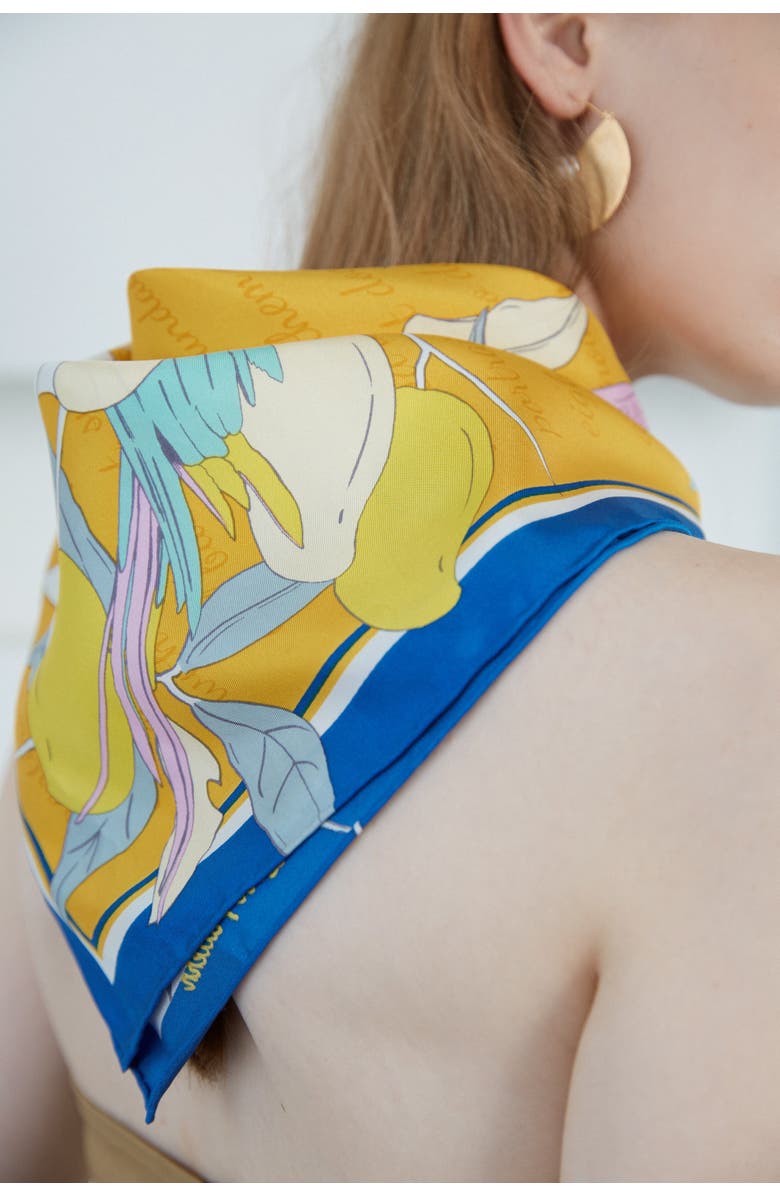 Lost Pattern NYC "El Amor" Silk Bandana, Alternate, color, Yellow