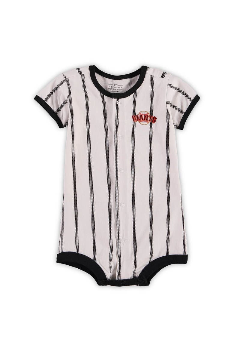 Infant White San Francisco Giants Pinstripe Power Hitter Romper, Alternate, color, White