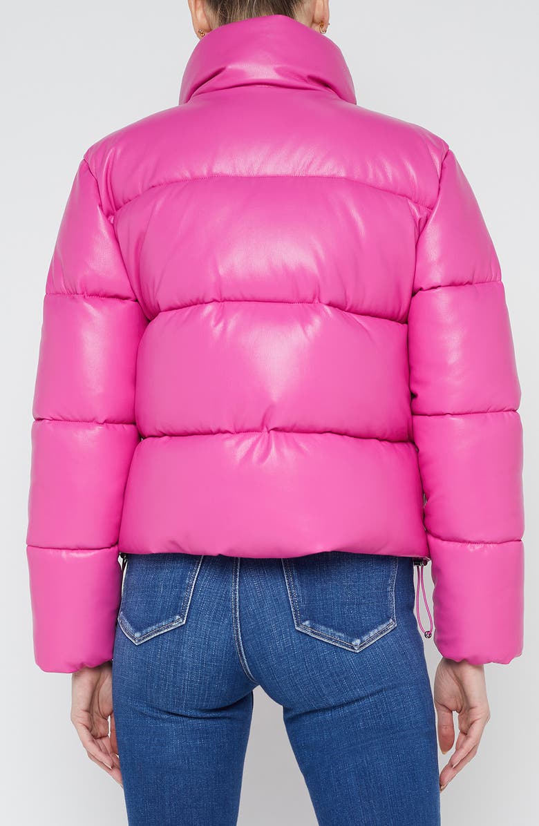 L'AGENCE Larsen Faux Leather Puffer Jacket, Alternate, color, Deep Pink