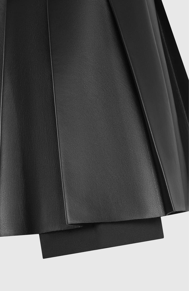 Manière De Voir Juliette Leather Pleated Skort, Alternate, color, Black