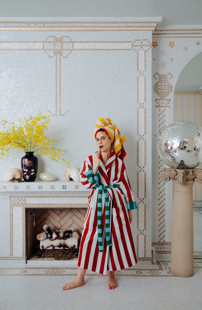 Dusen Dusen Field Stripe Terry Bathrobe, Alternate, color, 