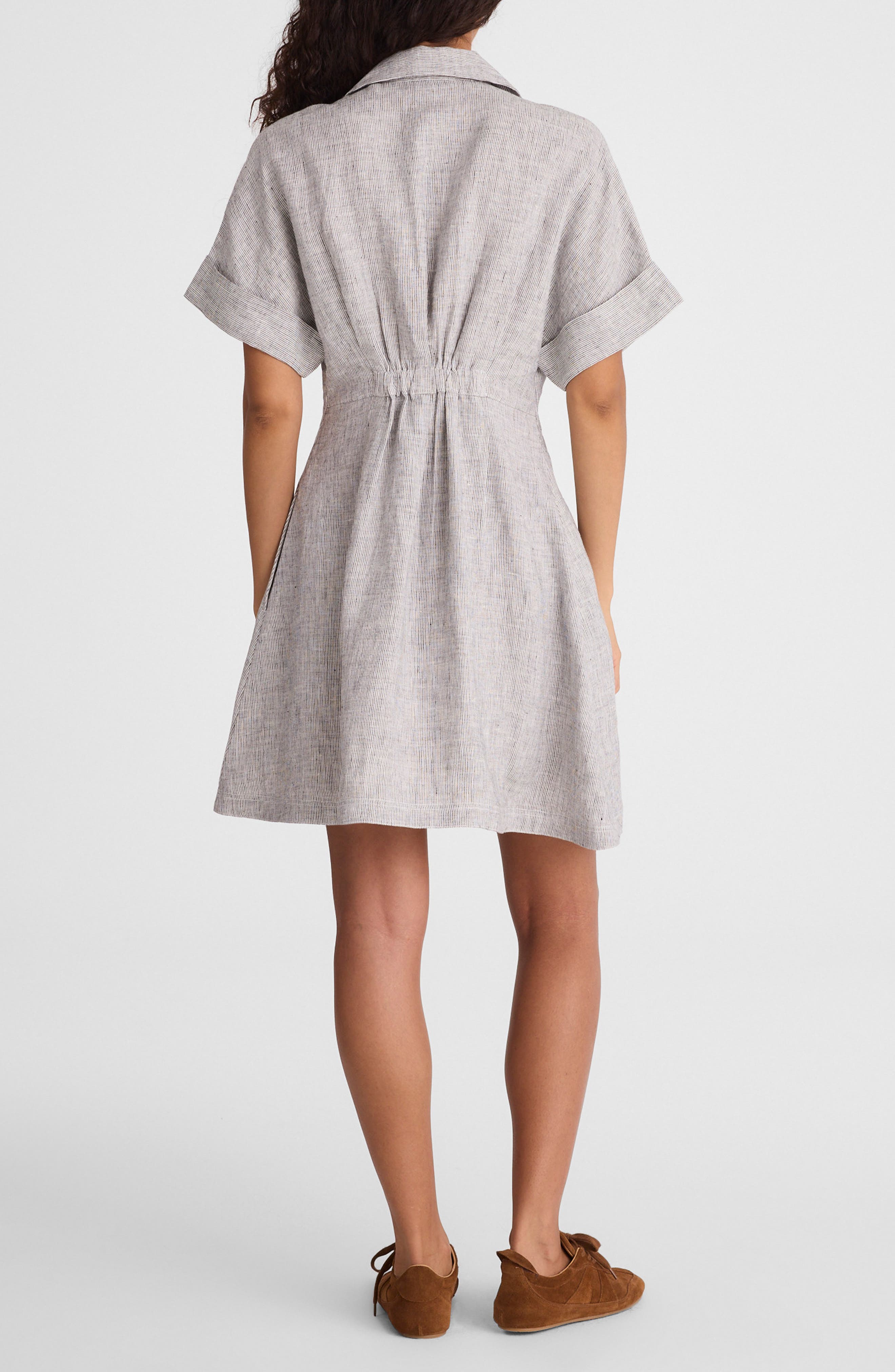 Madewell Pleated Linen Mini Shirtdress (Women) | Nordstrom