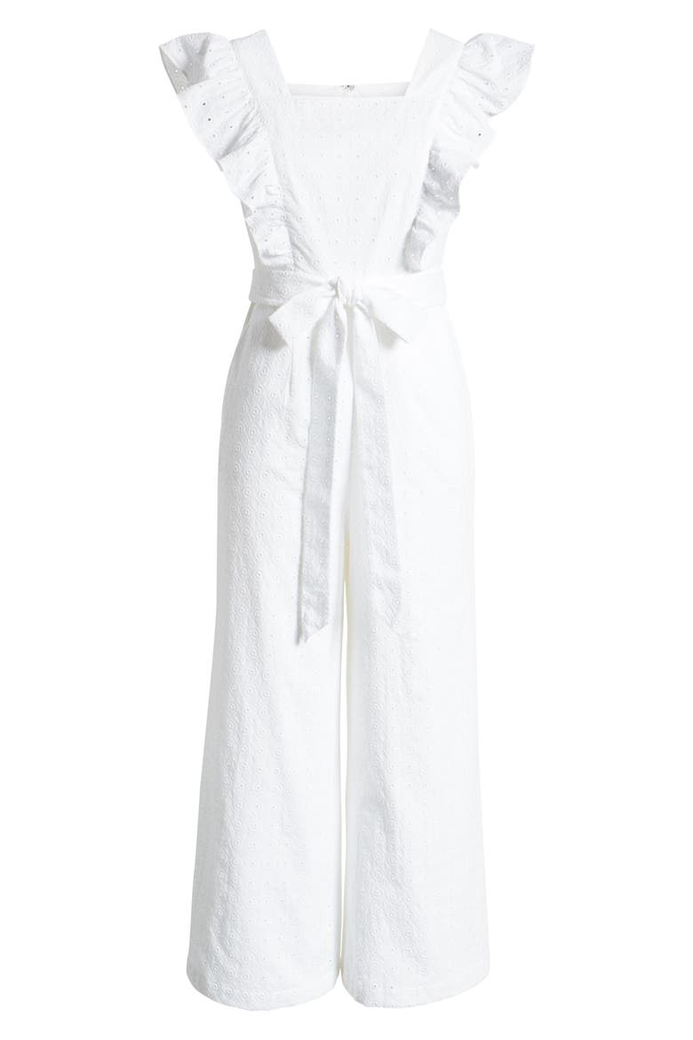Ruffle Sleeve Lace Jumpsuit, Alternate, color, WHITE