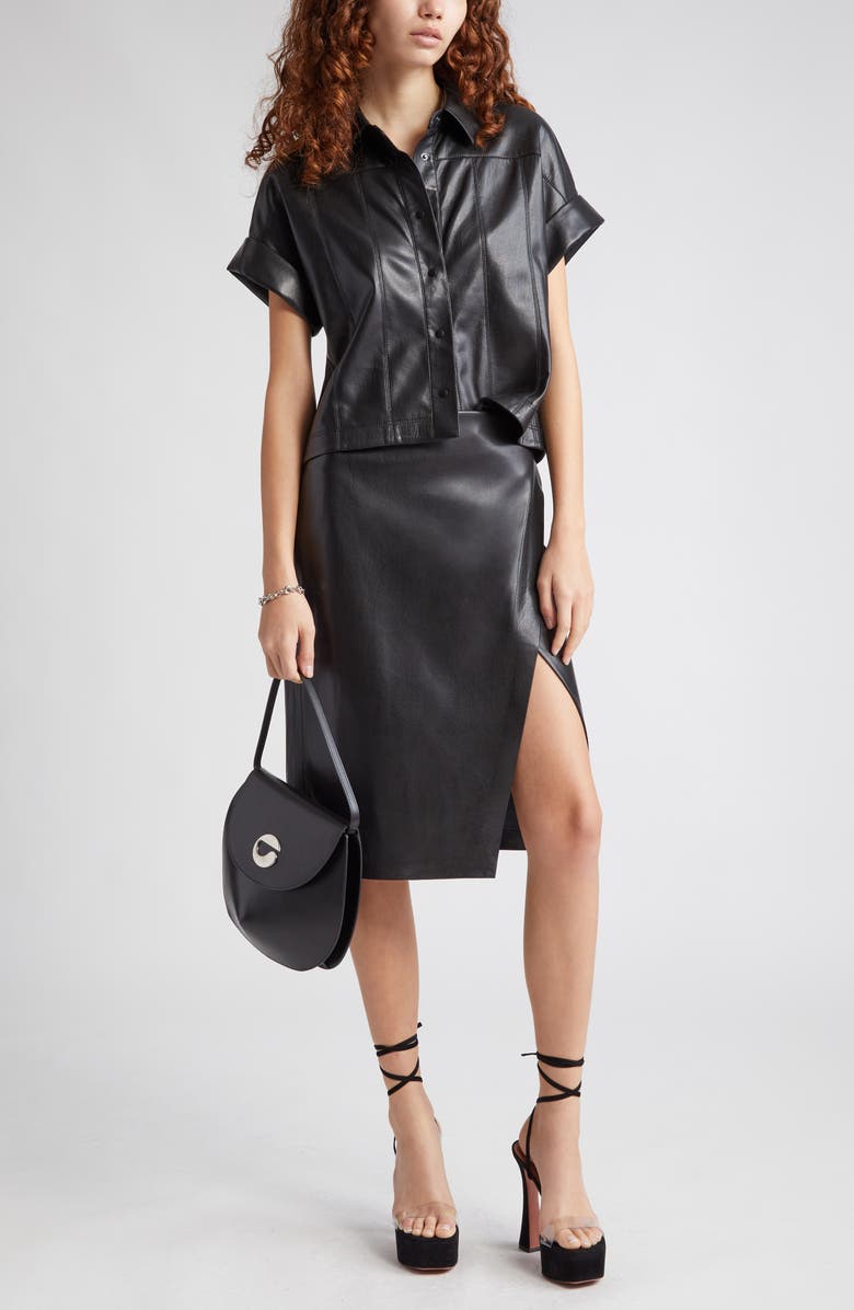 Alice + Olivia Siobhan Faux Leather Skirt, Main, color, 