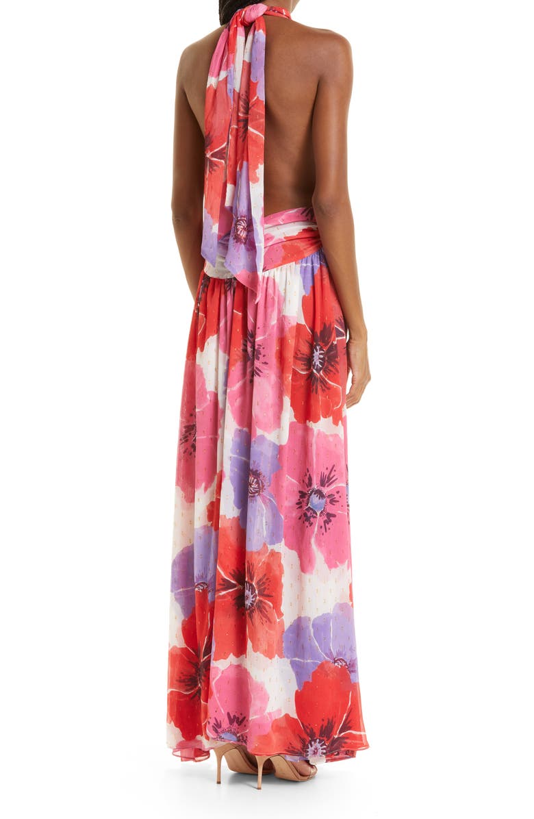 MISA Los Angeles Alexandra Metallic Floral Print Maxi Dress, Alternate, color, 
