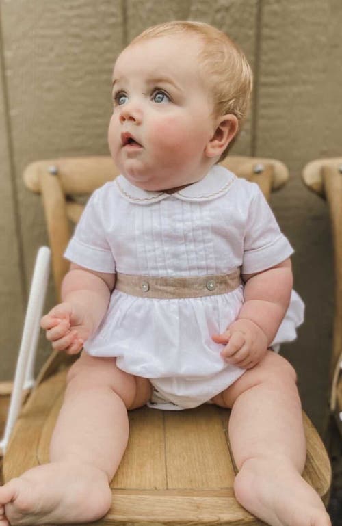 Petite Maison Kids Ashton Linen Romper In White And Beige