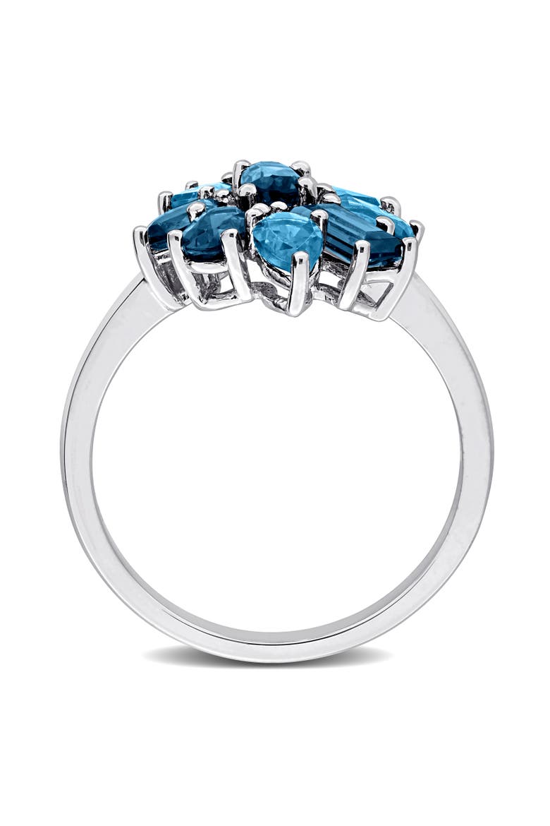 Gemstone Cluster Ring Sterling Silver, Alternate, color, London-Blue Topaz