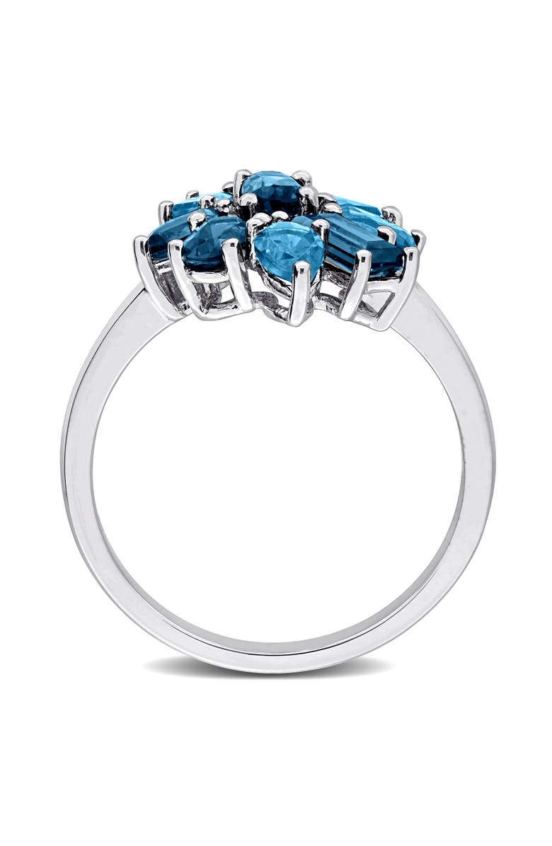 Julianna B. Gemstone Cluster Ring Sterling Silver, Alternate, color, London-Blue Topaz
