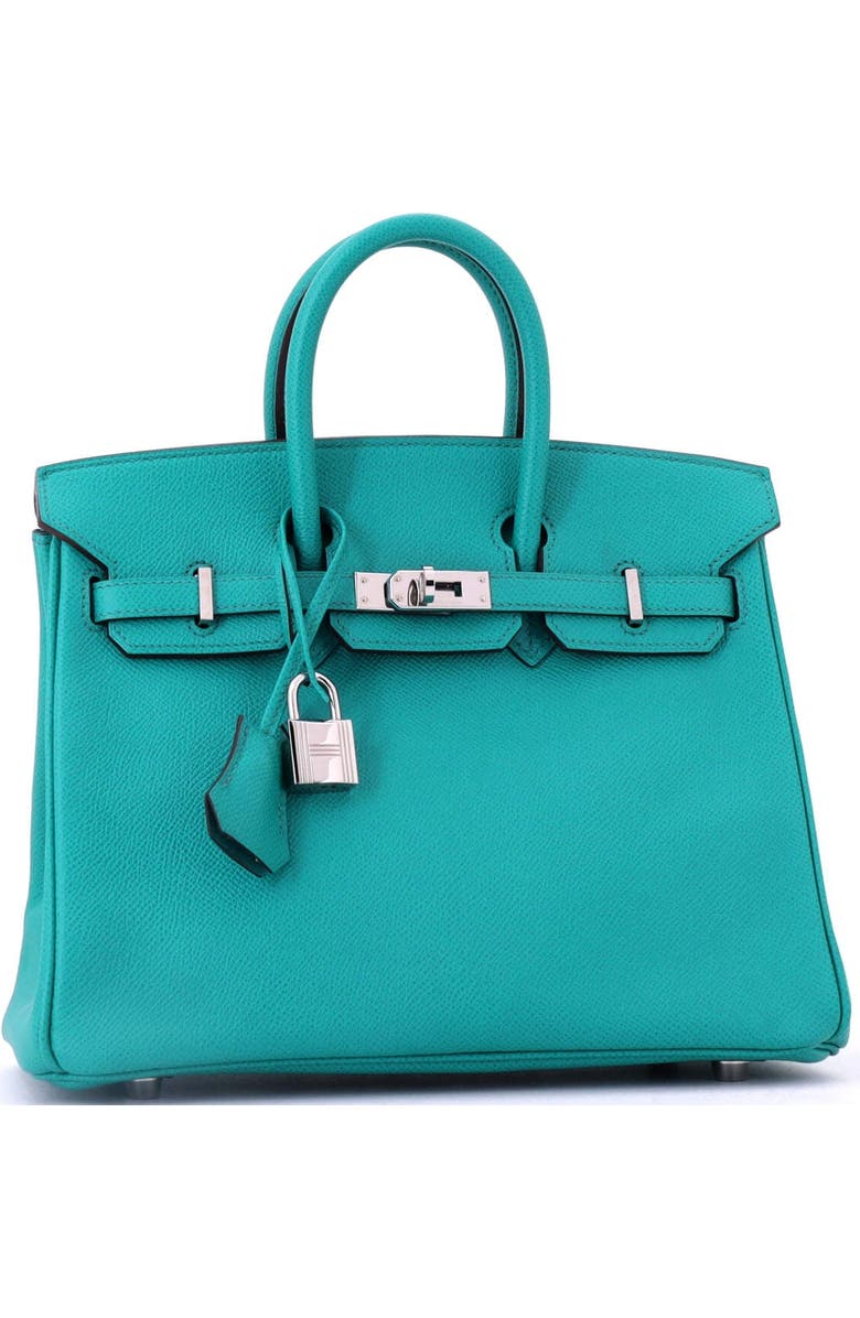 Pre-Owned Hermes Birkin Handbag Blue Epsom with Palladium Hardware 25, Alternate, color, Bleu Paon