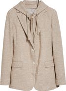 Eleventy Knit Blazer with Hooded Bib