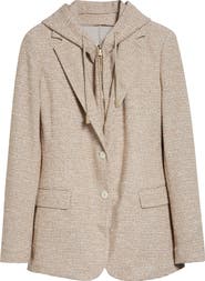 Eleventy Knit Blazer with Hooded Bib