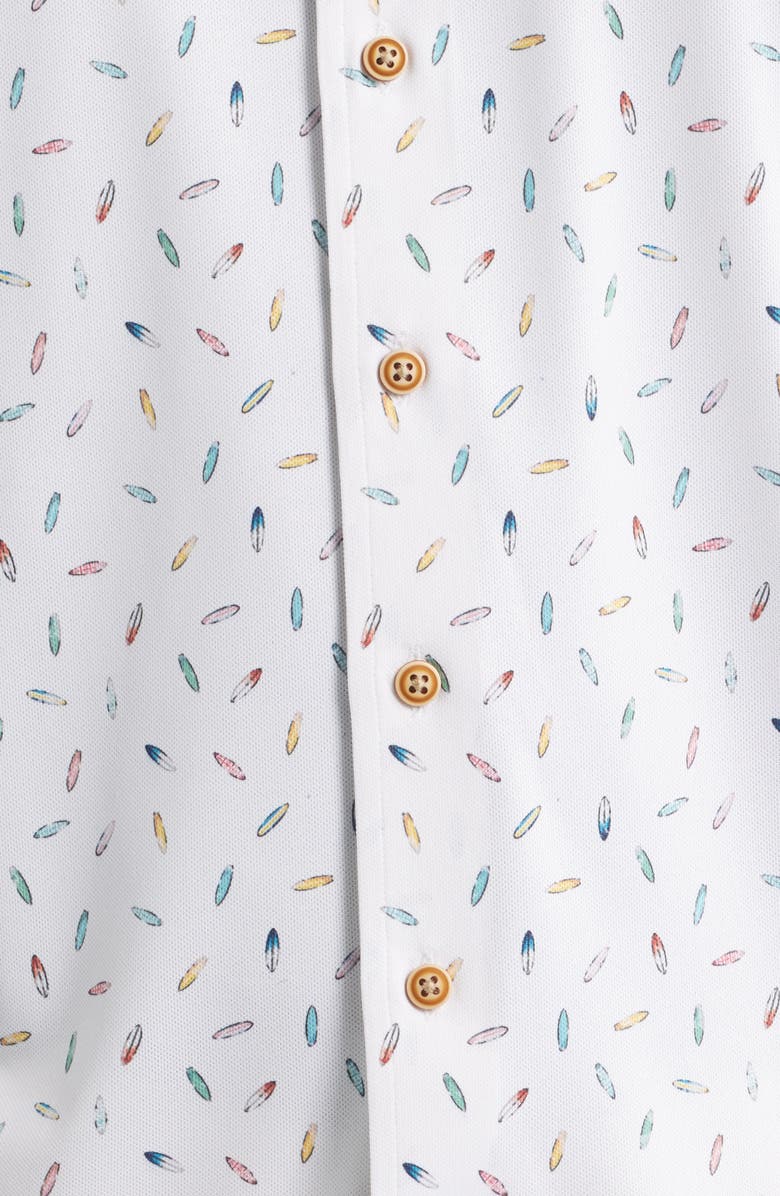 johnnie-O Shortboard Knit Short Sleeve Button-Up Shirt, Alternate, color, White