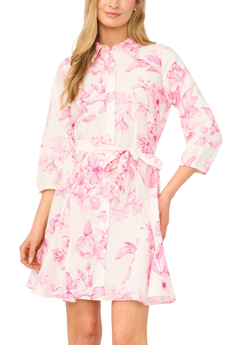 Floral Button-Up Shirtdress, Alternate, color, PINK MULTI