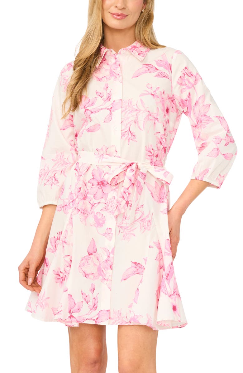 Halogen<sup>®</sup> Floral Button-Up Shirtdress, Alternate, color, Pink Multi