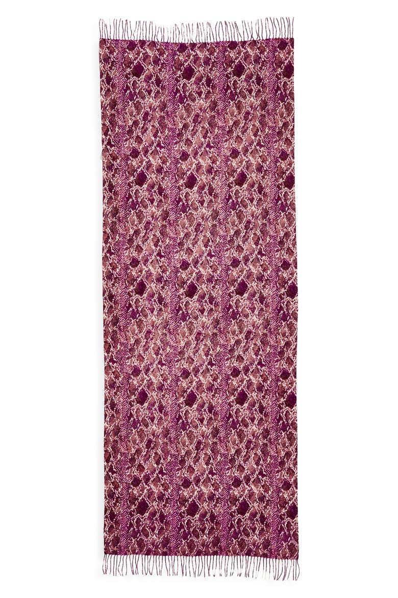 Tissue Print Wool & Cashmere Wrap Scarf, Alternate, color, PINK SNAKE BANDS