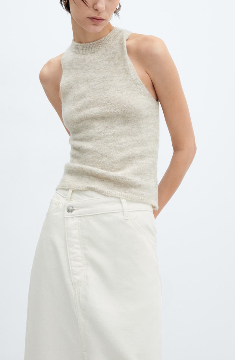 MANGO Slit Detail Denim Maxi Skirt, Alternate, color, 