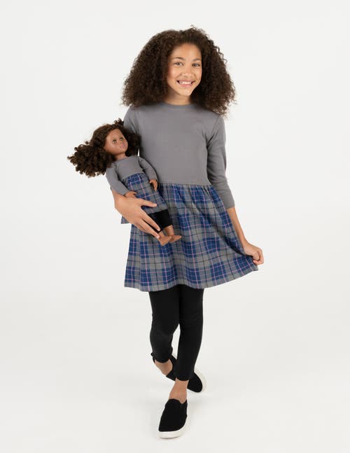 Leveret Girls Skirt Dress With Matching Doll Dress, 100% Cotton In Gray
