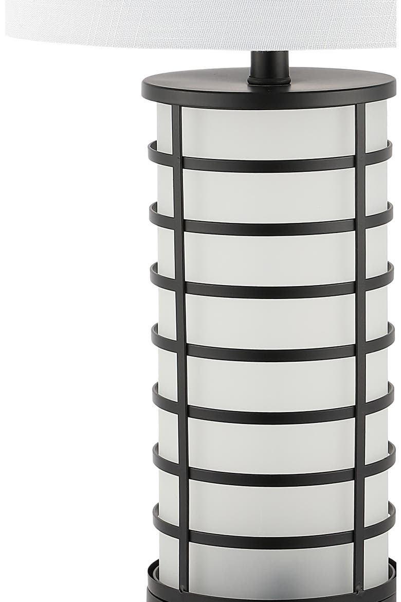 Jayce 27" Modern Industrial Iron Nightlight LED Table Lamp with USB Charging Port, Black, Alternate, color, Black/White