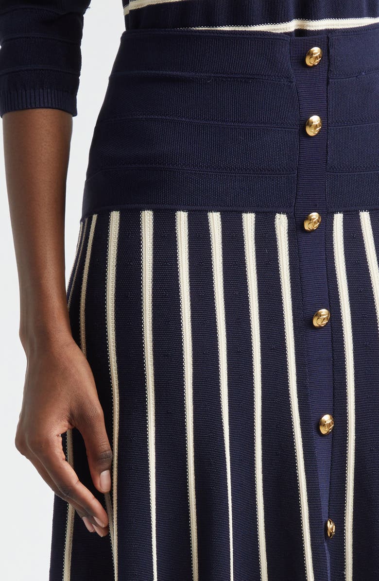 Zimmermann Kindred Spirit Luna Stripe Midi Skirt, Alternate, color, Navy/ Cream
