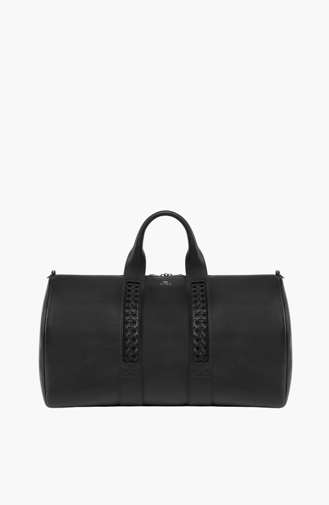 Leather Calfskin Weave Duffle Bag