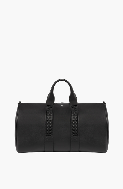 Aviteur Leather Calfskin Weave Duffle Bag In Black