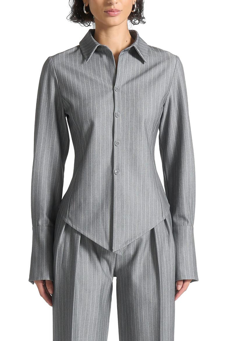 Sonia Pinstripe Angled Shirt, Main, color, Grey