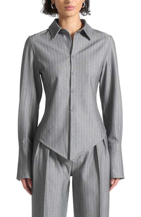 Sonia Pinstripe Angled Shirt
