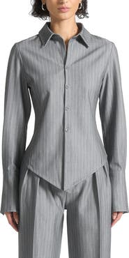 Manière De Voir Sonia Pinstripe Angled Shirt