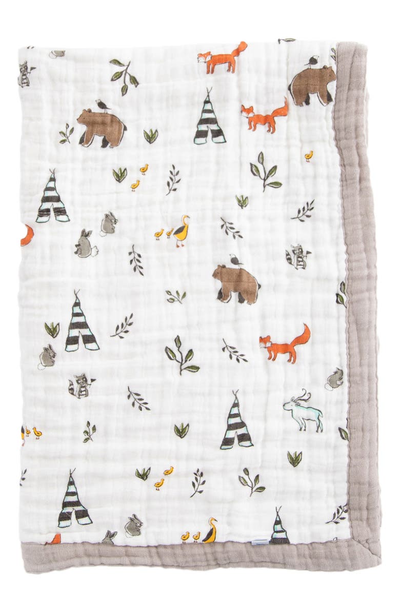 little unicorn Cotton Muslin Baby Quilt, Main, color, Forest Friends