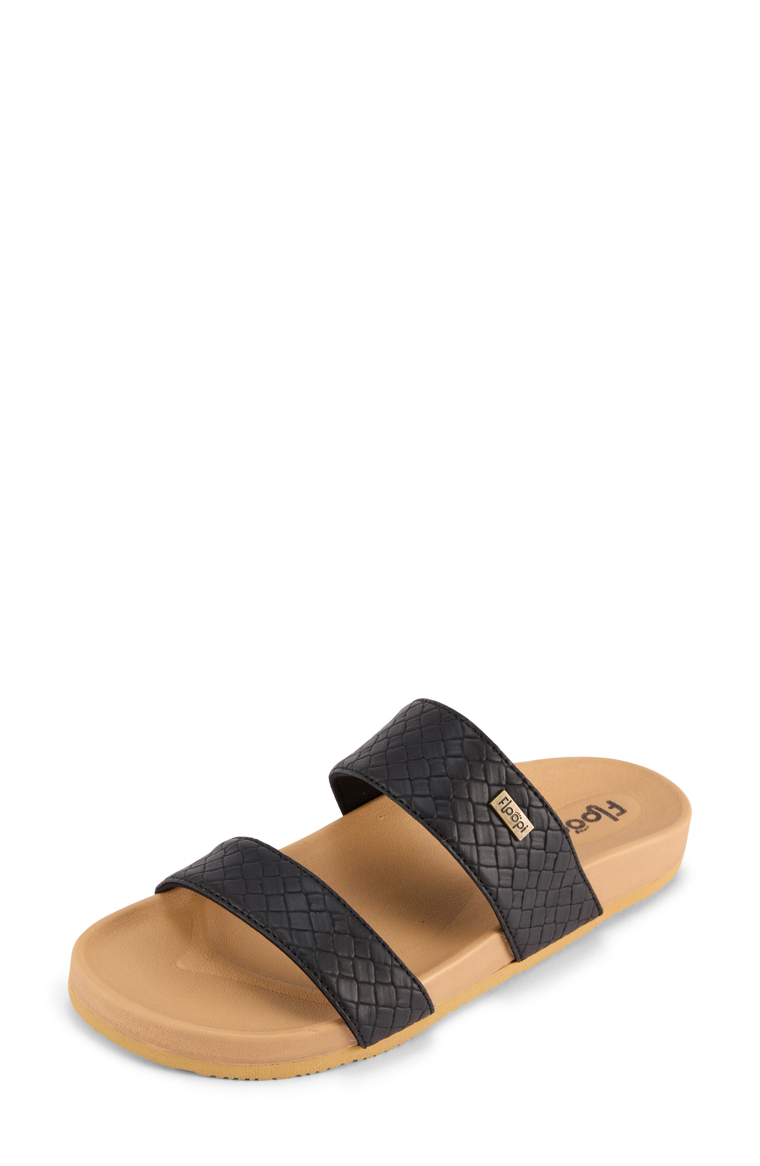 FLOOPI Double Strap Slide Sandal, Main, color, Black