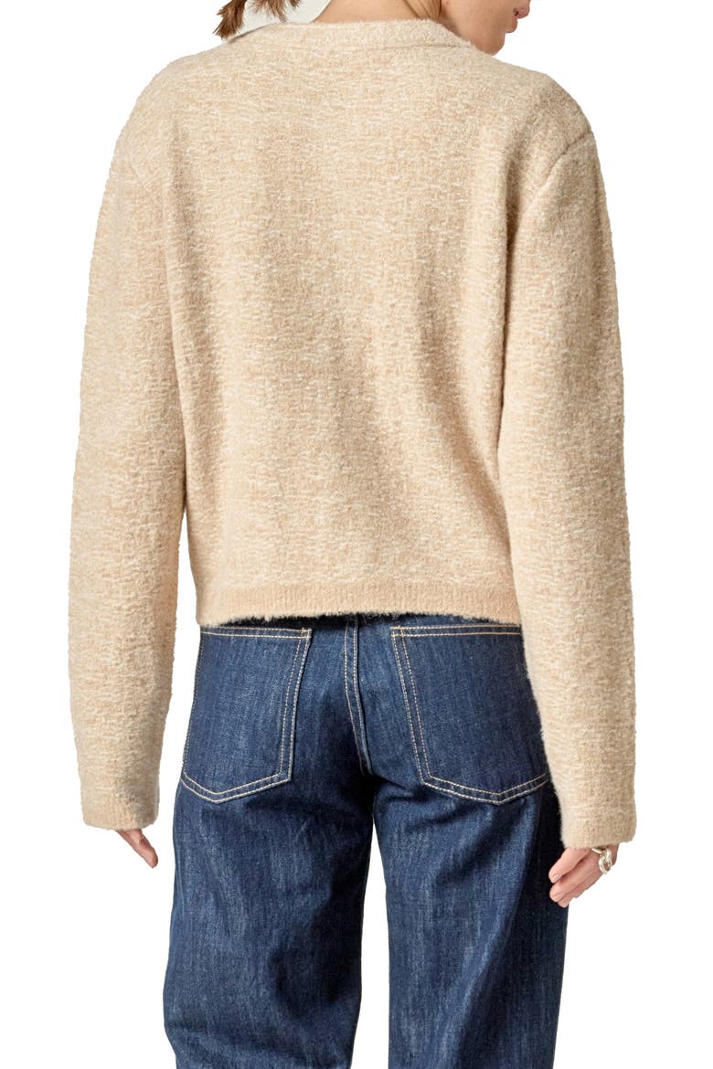 Textured Cardigan, Alternate, color, TAN/ WHITE