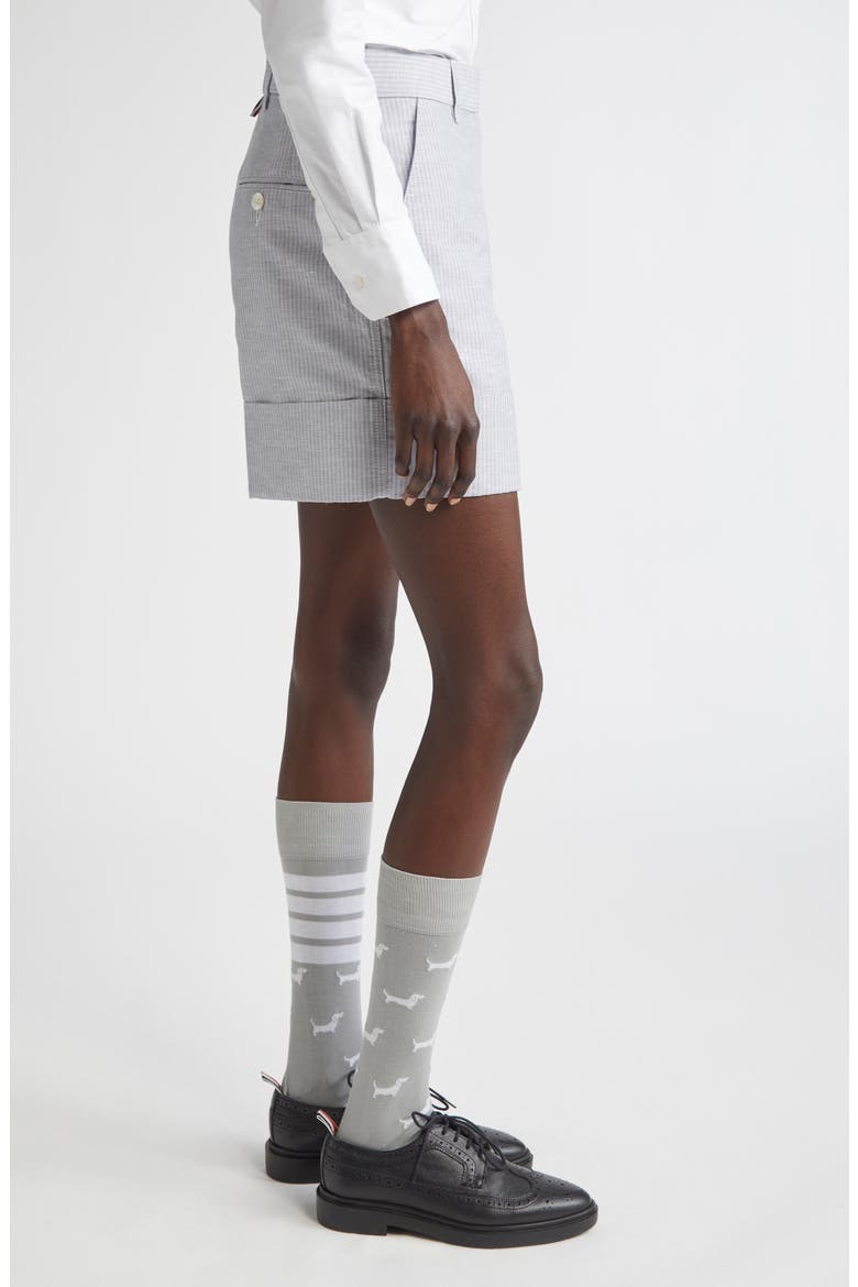 Pinstripe Linen & Cotton Sack Shorts, Alternate, color, LIGHT GREY