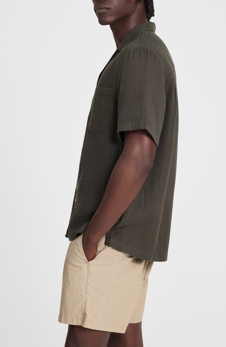 Madewell Indigo Dyed Short Sleeve Cotton Button-Up Shirt, Alternate, color, Dark Surplus