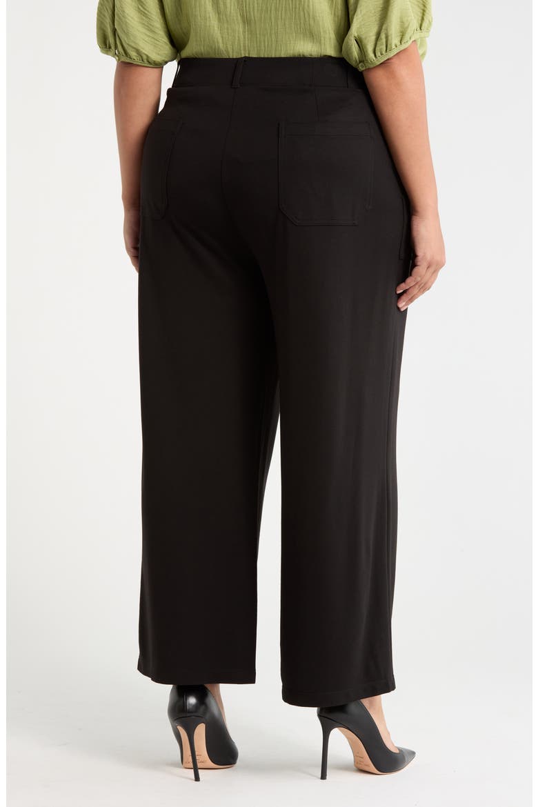 Utility Pocket Crop Straight Leg Ponte Pants, Alternate, color, BLACK