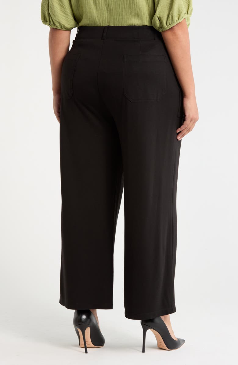 MAX STUDIO Utility Pocket Crop Straight Leg Ponte Pants, Alternate, color, Black