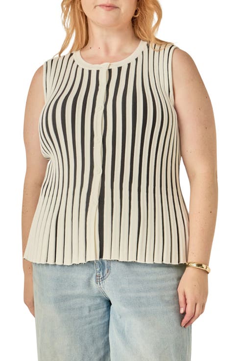 Front Button Sleeveless Sweater