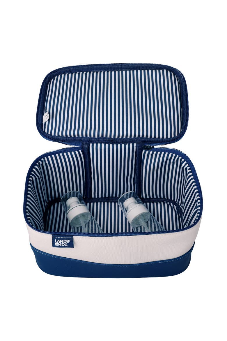 Large Makeup Bag Train Case with 2 100 ML Plastic Travel Bottles, Soft-Sided Cosmetic Travel Bag, Alternate, color, Natural