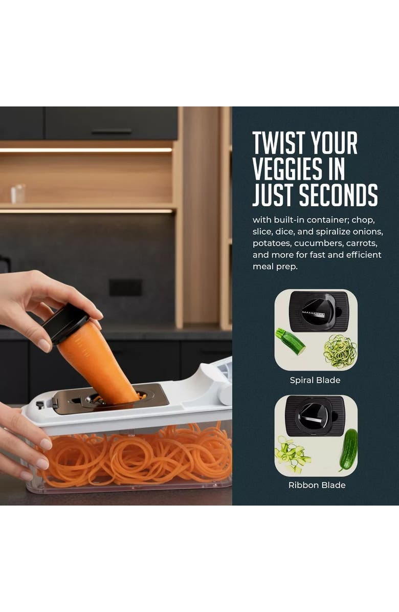 Luminuxe Multipurpose Vegetable Chopper Spiralizer Manual Food Slicer, Alternate, color,