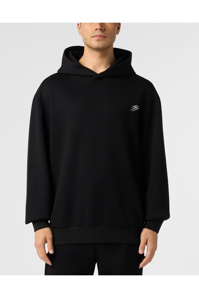 Fleece Hoodie Chrome Scratch Men, Main, color, black