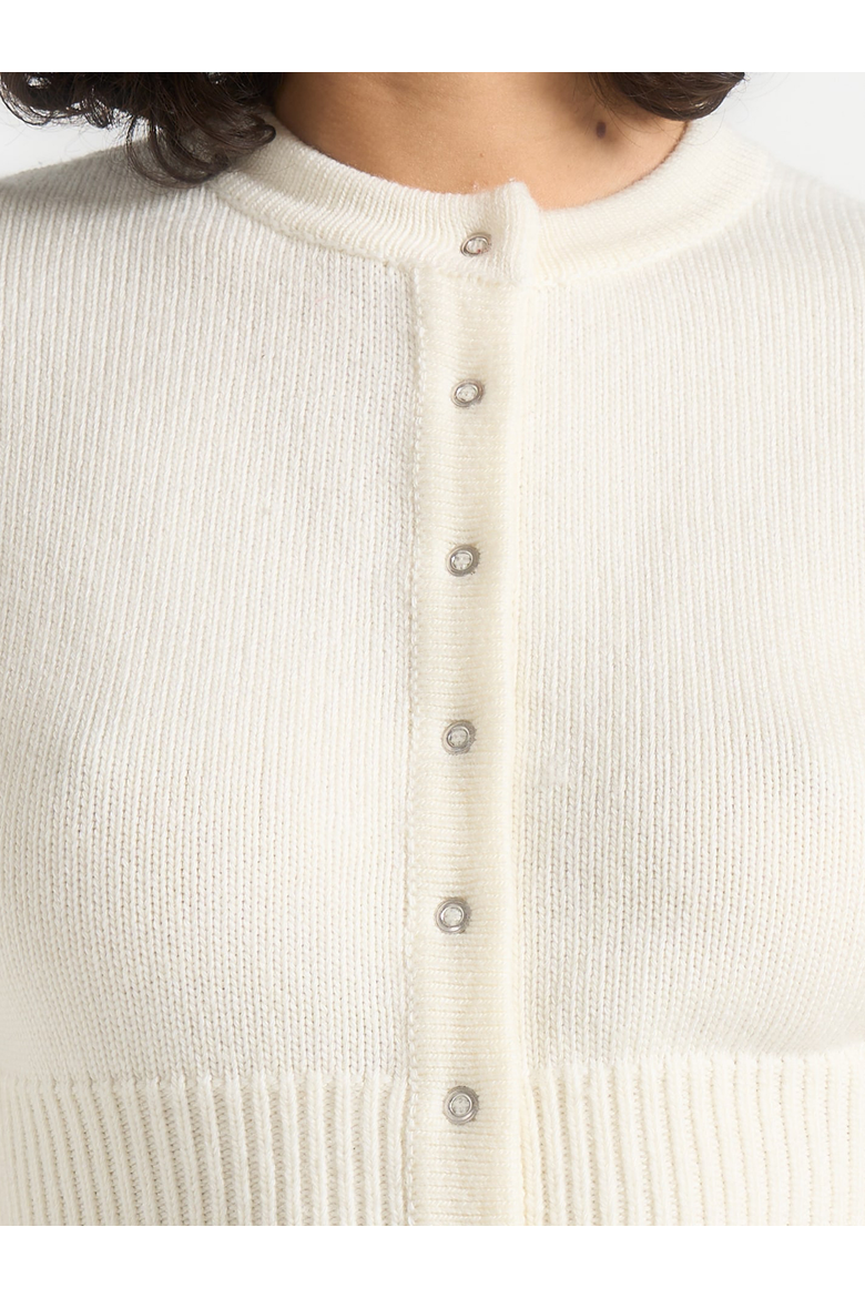 Mayla Knitted Cinch Waist Cardigan, Alternate, color, Cream