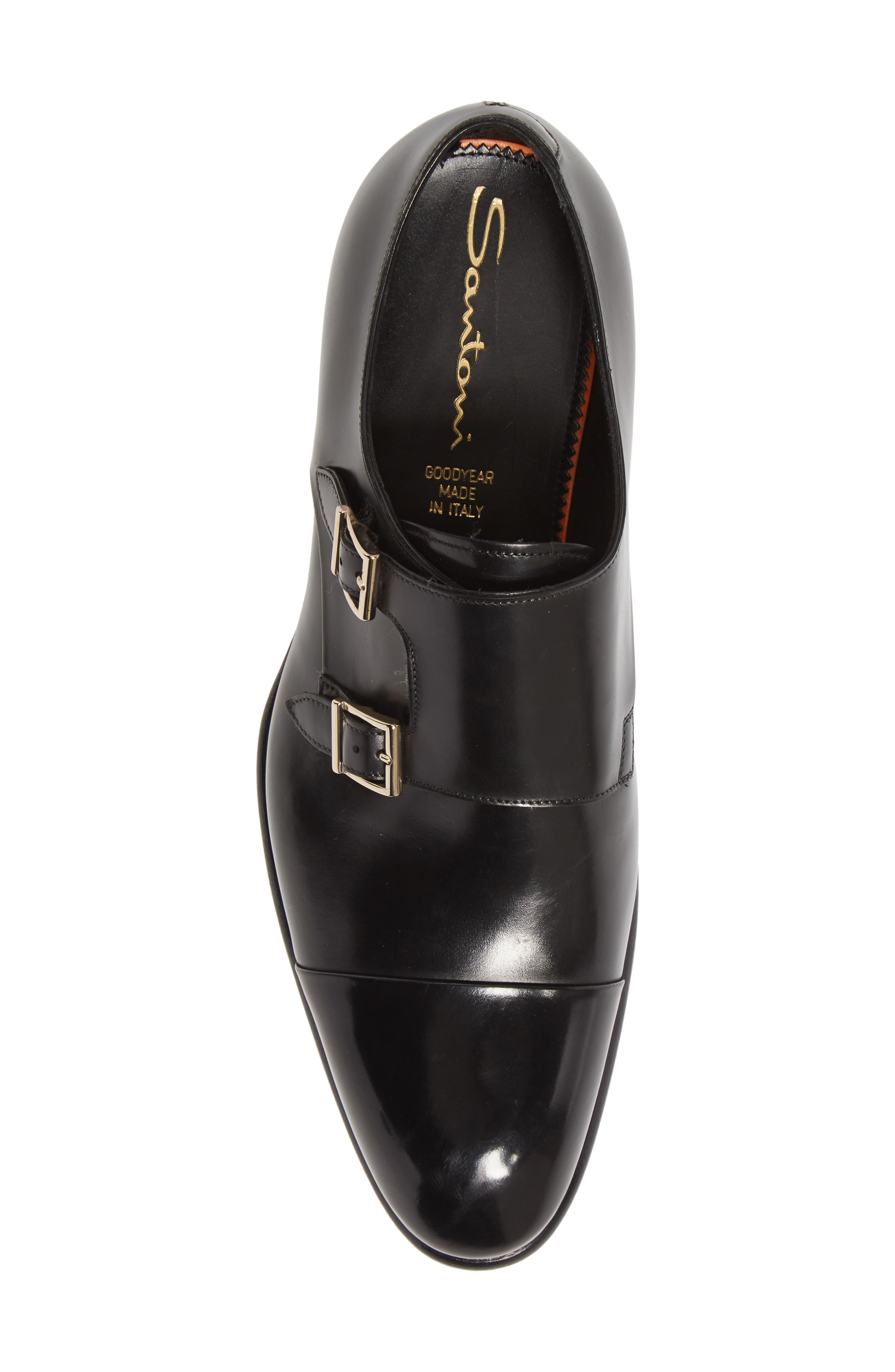 Santoni IRA Double Monk Strap Shoe, Alternate, color, Black