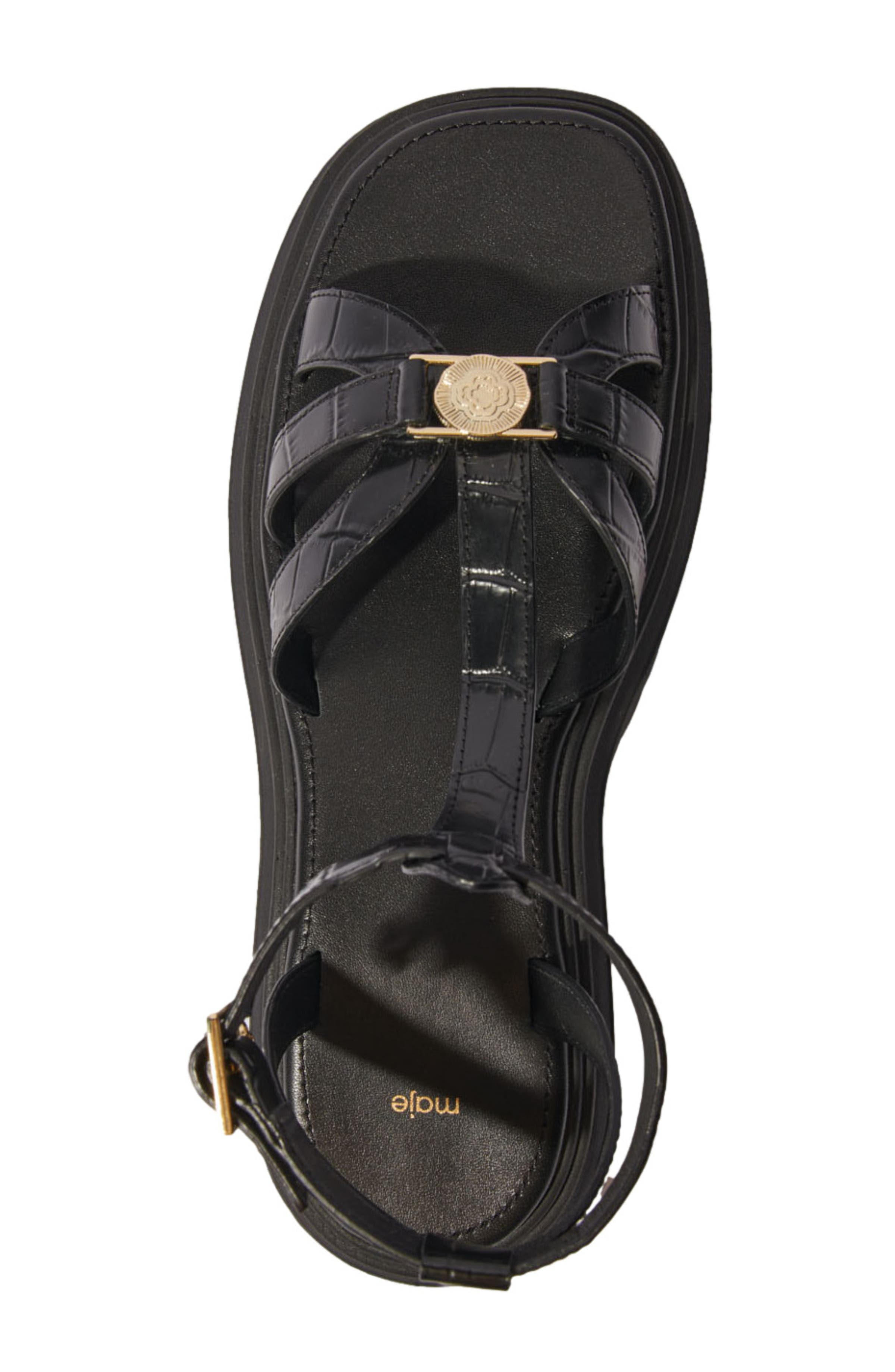 maje Flat sandals with tread, Alternate, color, 