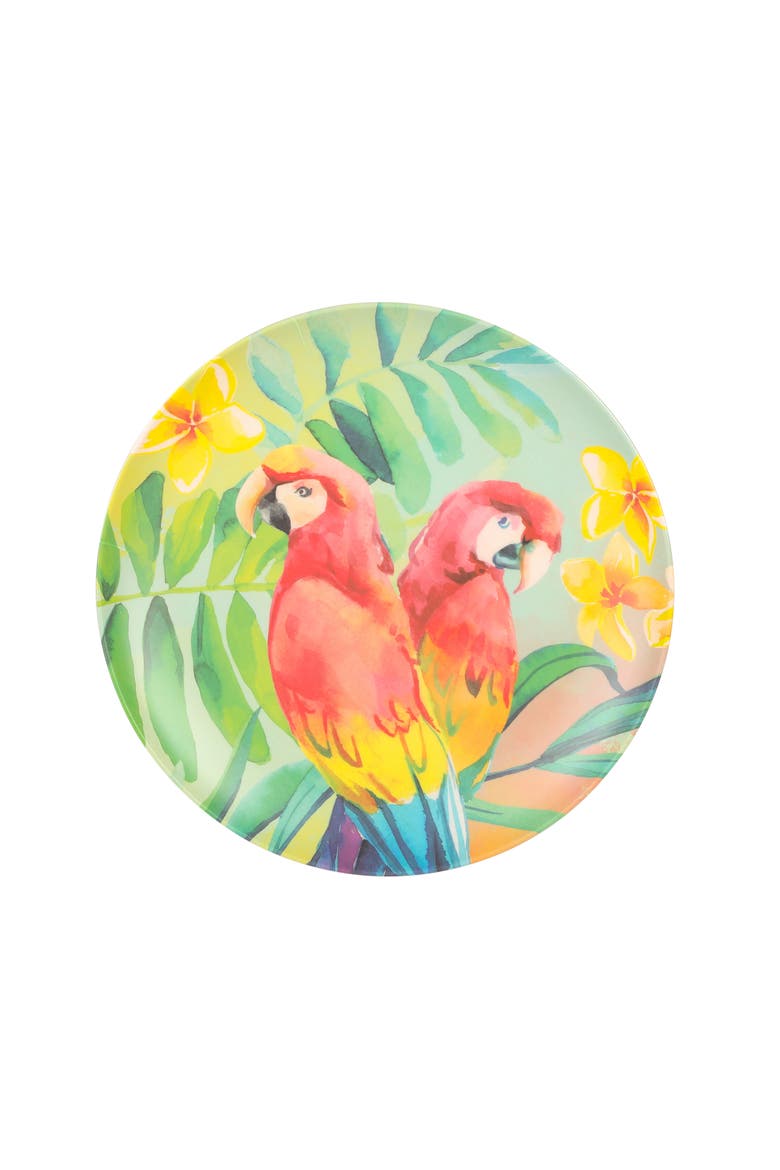 Tropical Parrots 12 piece Melamine Dinnerware Set, Alternate, color, Assorted