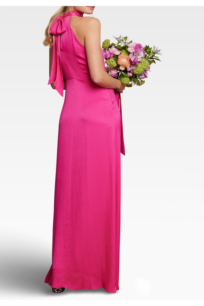 Tilly Satin High Neck Bridesmaid Dress, Alternate, color, Hot Pink