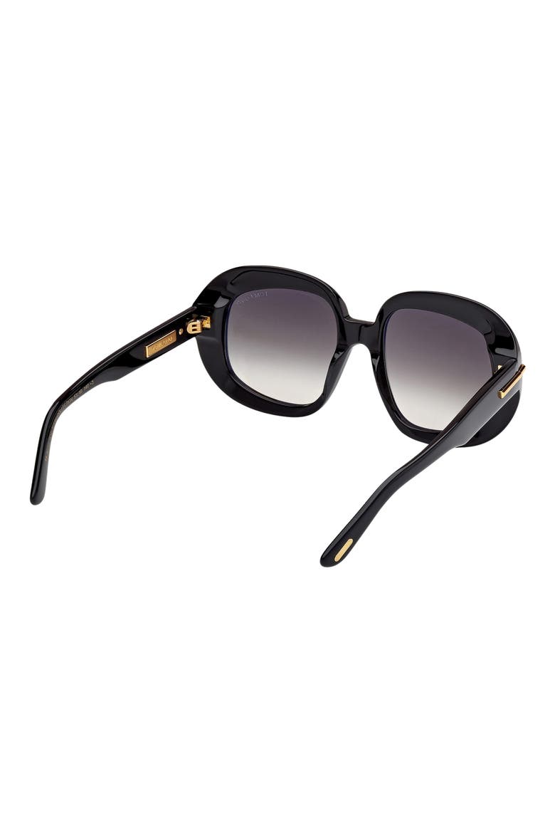 Icon 53mm Gradient Round Sunglasses, Alternate, color, SHINY BLACK / GRAD SMOKE